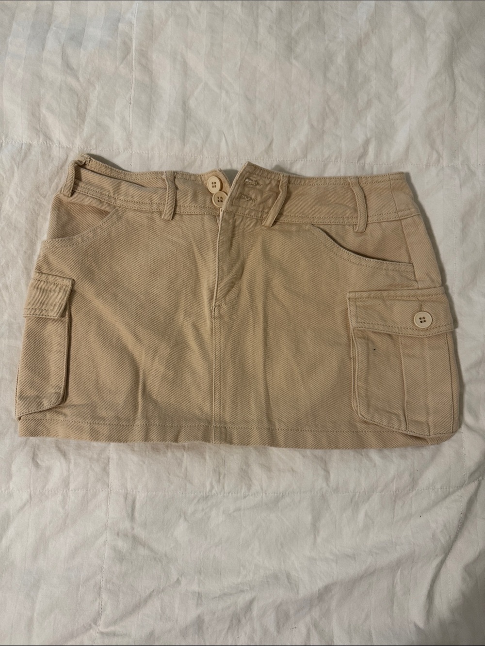 Edikted Beige Cargo Cotton Mini Skirt